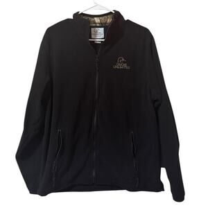 Ducks Unlimited Men Fleece‎ Full Zip Jacket Sweater Size M Camo Black Hunting